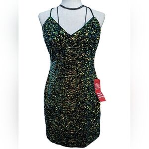 City Triangles, Sequin and Velvet formal dress. Midi. Form Fitting